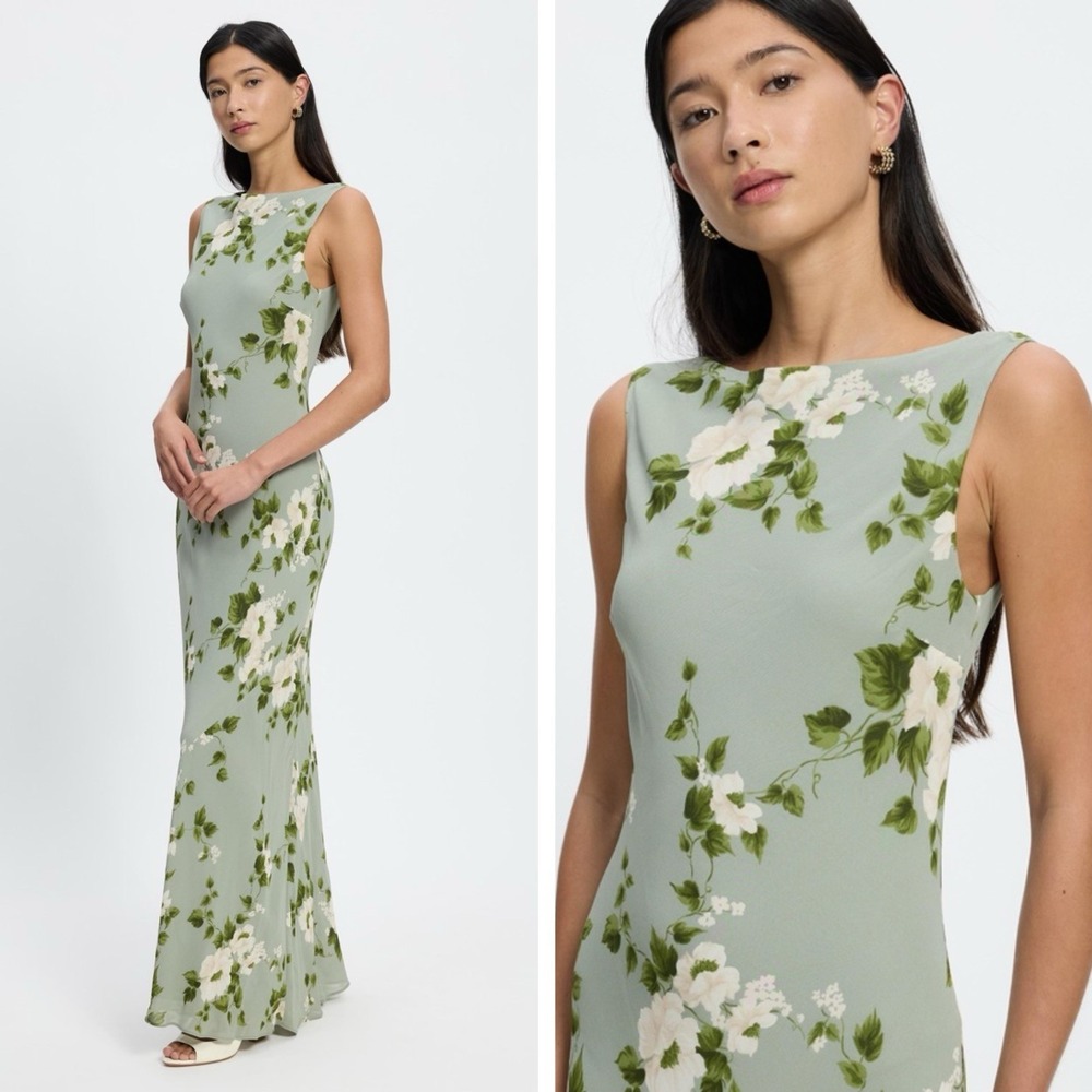 Reformation Prescott Floral Mermaid Dress in Greenery Size XS -NEW